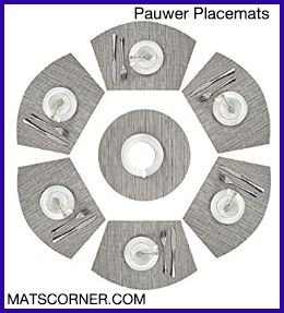 PAUWER Silver Grey Wedge Modern Placemats for Round Table